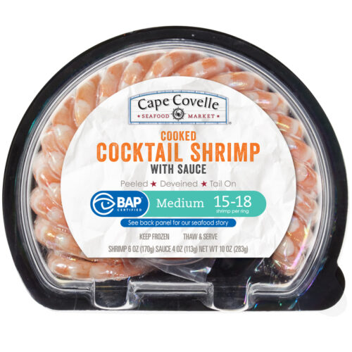 Cape Covelle Seafood Market Cooked Cocktail Shrimp with Sauce Medium 10 oz