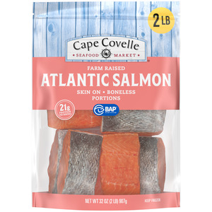 Cape Covelle Seafood Market Farm Raised Atlantic Skin On Boneless Portions Salmon 32 oz